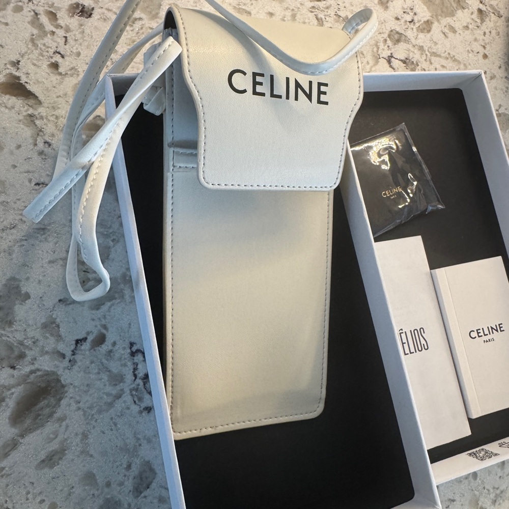 Celine Thelios Cream Sunglasses Case with Strap - Picture 2 of 4